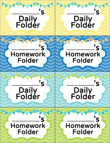 Daily Folder/Homework Folder printable sticker template for teachers