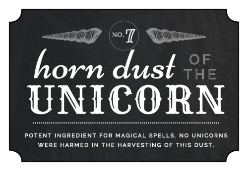 Horn dust of the unicorn label template