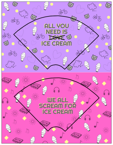 Printable ice cream cone cardstock wrapper template for kids