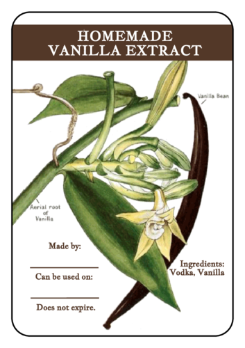 Printable labels for DIY vanilla extract gifts
