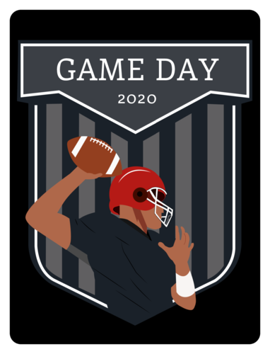 Football player on a beer bottle label template for the big game, super football Sunday