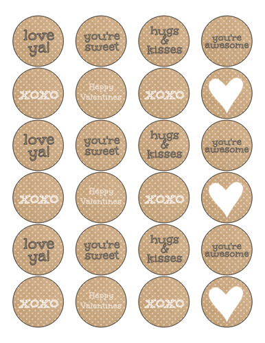 Kraft-Style Valentine's Day Circles Labels for Your Sweet Treats ...