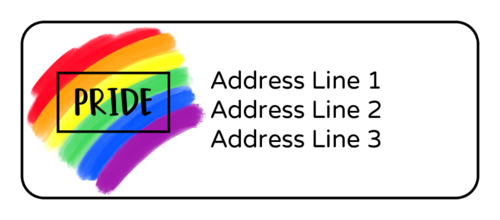 Free printable rainbow stripes label template for address envelopes during Pride Month