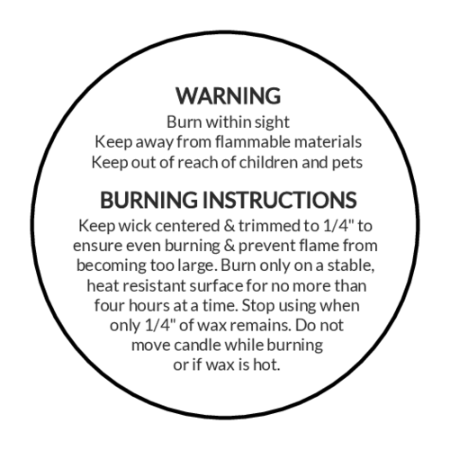 Circle Candle Warning Label With Burning Instructions Template