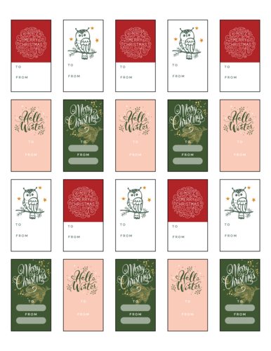 Red and Green elegant gift tag labels