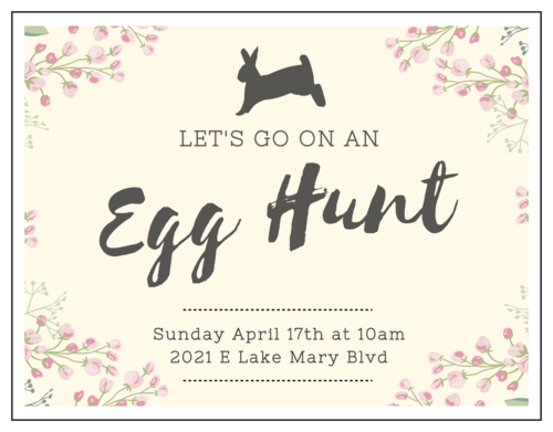 Floral bunny egg hunt cardstock invitation