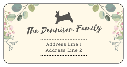 Floral Easter bunny address label template