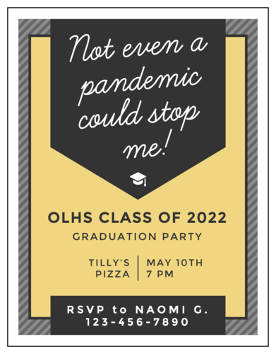 Not even a pandemic could stop me striped cardstock graduation party invitation