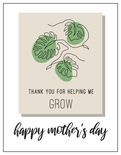 Thank you for helping me grow plants mothers day cardstock card