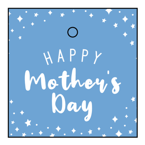 Blue sparkles cardstock Happy Mother's Day gift tag template