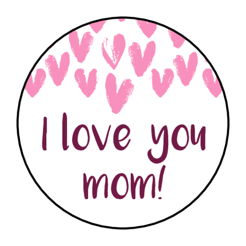 I love you mom pink hearts mothers day stickers