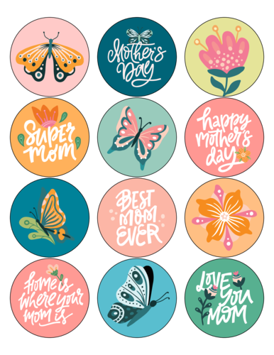 Assorted floral mothers day stickers