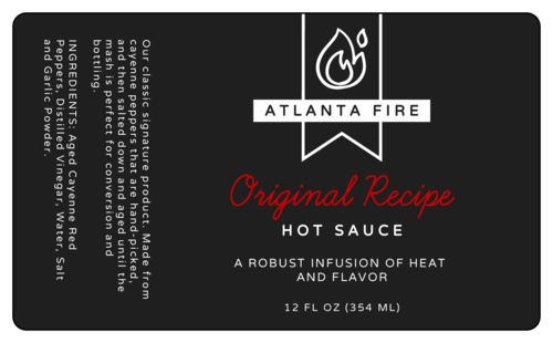 Modern black and red flame hot sauce bottle label template