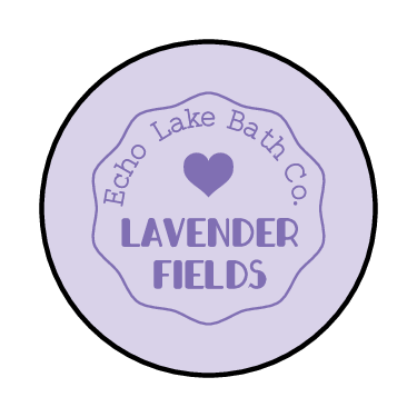 Simple, pastel purple circle bath bomb label with purple heart