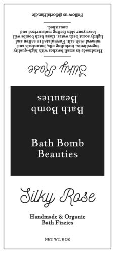 Modern black and white long rectangle bath bomb labels