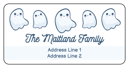Address label with spooky ghost family with 5 cute ghosts and editable text