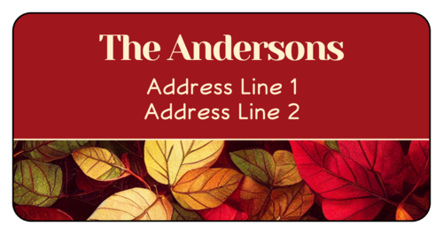 Colorful fall leaves address label
