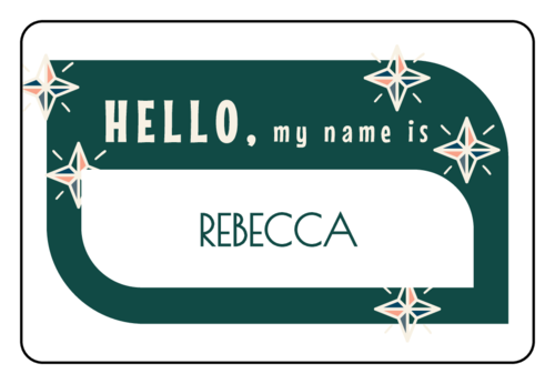 Happy New Year elegant name tag sticker with dark green background