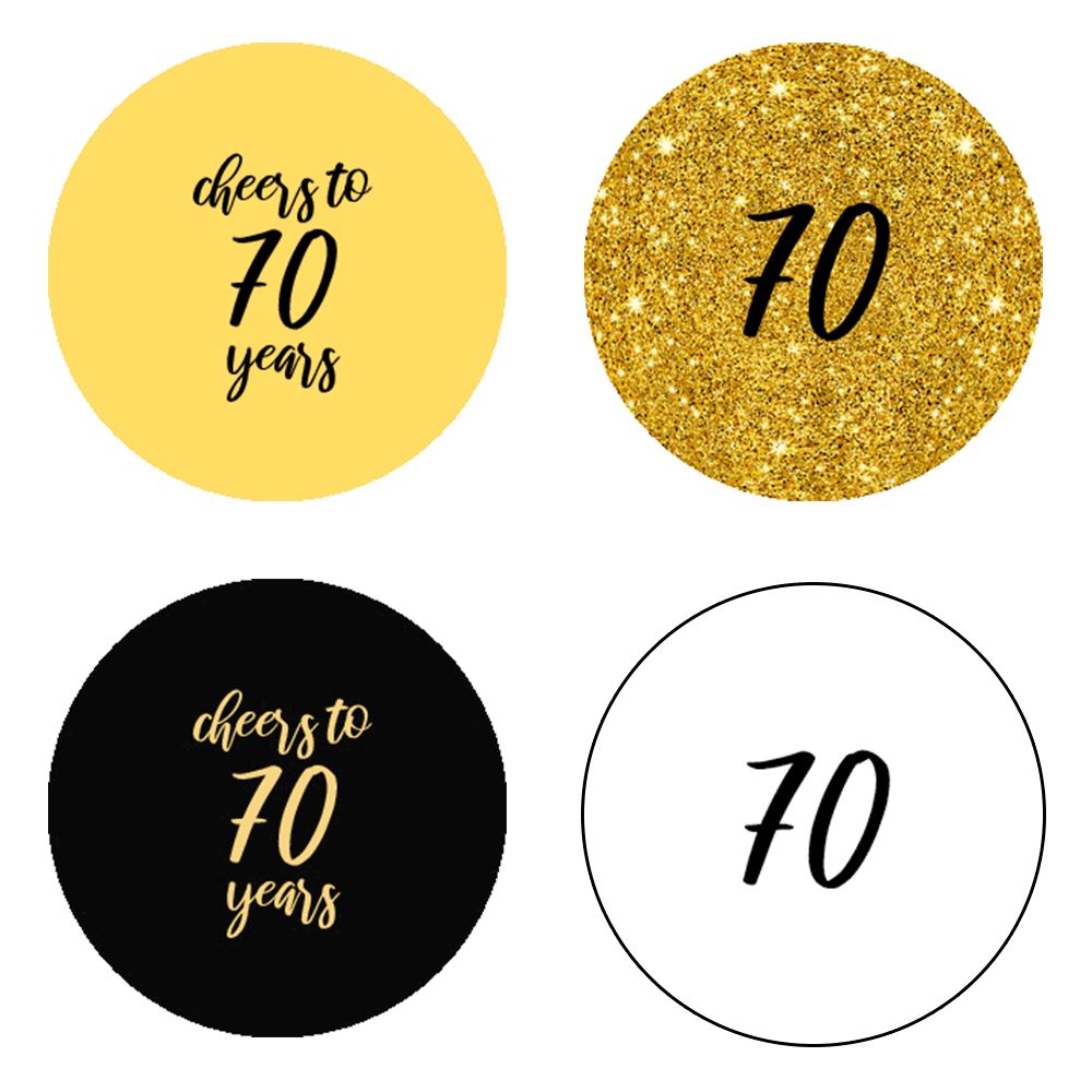 Blank and gold 70th birthday stickers