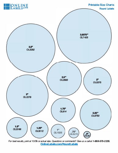 Popular sizes of round labels by OnlineLabels