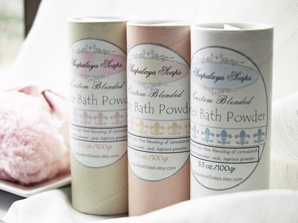 Custom Color Coordinated Lables for Dusting Powder Containers - Customer  Label Ideas