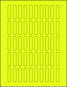 Sheet of 0.375" x 1.75" Fluorescent Yellow labels