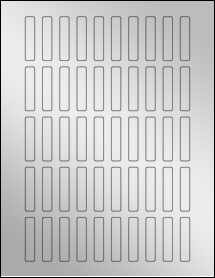 Sheet of 0.375" x 1.75" Silver Foil Inkjet labels
