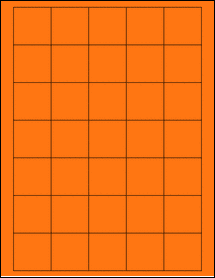 Sheet of 1.5" x 1.5" Fluorescent Orange labels