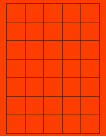 Sheet of 1.5" x 1.5" Fluorescent Red labels