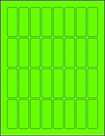 Sheet of 0.8125" x 2.375" Fluorescent Green labels