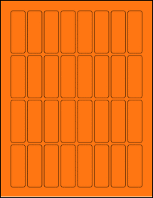 Sheet of 0.8125" x 2.375" Fluorescent Orange labels