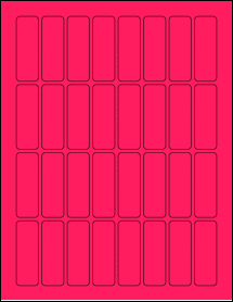 Sheet of 0.8125" x 2.375" Fluorescent Pink labels