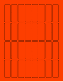 Sheet of 0.8125" x 2.375" Fluorescent Red labels