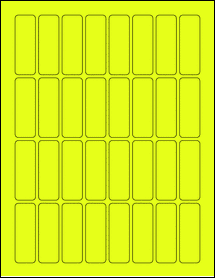 Sheet of 0.8125" x 2.375" Fluorescent Yellow labels