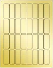 Sheet of 0.8125" x 2.375" Gold Foil Laser labels