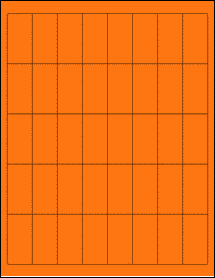 Sheet of 1" x 2" Fluorescent Orange labels