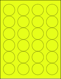 Sheet of 1.625" x 1.625" Fluorescent Yellow labels