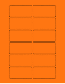 Sheet of 3" x 1.5" Fluorescent Orange labels