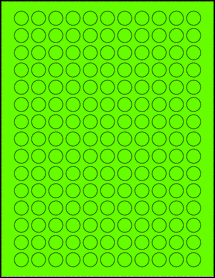 Sheet of 0.5625" Circle Fluorescent Green labels