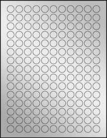 Sheet of 0.5625" Circle Silver Foil Inkjet labels