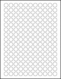 Sheet of 0.5625" Circle Weatherproof Gloss Inkjet labels