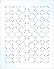 Sheet of 1" Circle Clear Gloss Inkjet labels