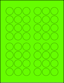 Sheet of 1" Circle Fluorescent Green labels