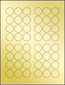 Sheet of 1" Circle Gold Foil Laser labels
