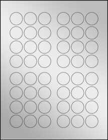 Sheet of 1" Circle Silver Foil Inkjet labels