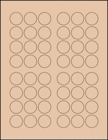 Sheet of 1" Circle Light Tan labels