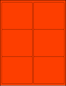 Sheet of 4" x 3.5" Fluorescent Red labels