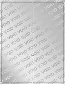 Sheet of 4" x 3.5" Void Silver Polyester labels