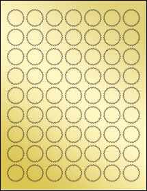 Sheet of 1" Starburst Gold Foil Inkjet labels