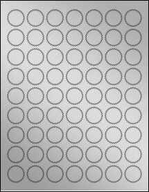 Sheet of 1" Starburst Weatherproof Silver Polyester Laser labels